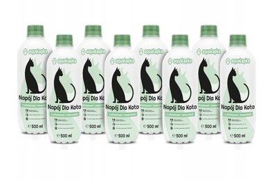 DLA KOTA witaminy i minerały 500ml NAPÓJ Aqualapka woda dla kota 8×500 ml